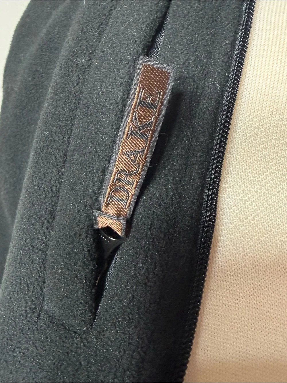 Drake Black Fleece Vest with Stand Collar
